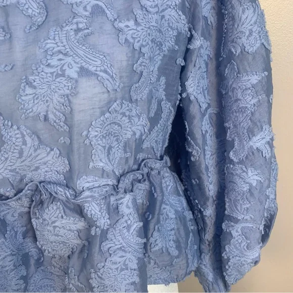 Free People Callie Balloon Sleeve Open Back Textured Blouse - Picture 6 of 16